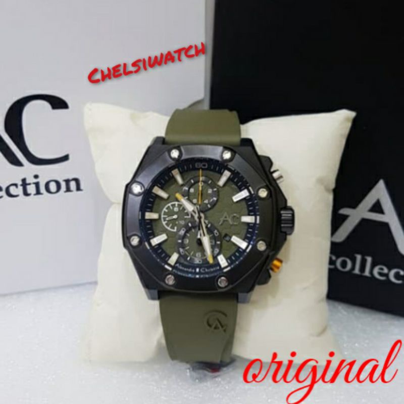 Jam Tangan Pria Alexandre Christie Ac 9601 Hijau Army Original Alexandre Christie Collection