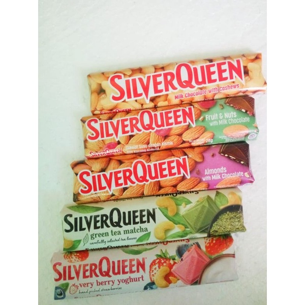 

SILVERQUEEN 28gr - COKELAT SILVER QUEEN Cashew - Almond - Green Tea - Yogurt 28 gr