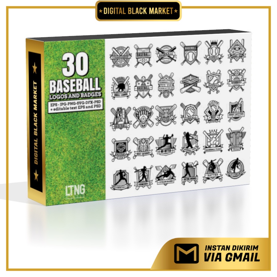 30 Baseball Logos And Badge - Photoshop &amp; Illustrator