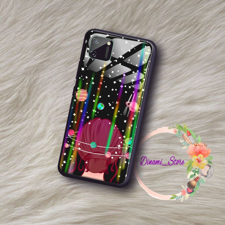 Back Case Glass Aurora PLANET GIRLS Oppo A3s A1k A5 A9 2020 A7 F9 A5s A31 A52 a53 A92 A37 A57 DST463