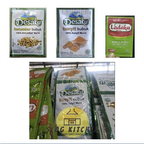 

Desaku Ketumbar Kunyit Bubuk / Ladaku Lada Bubuk Sachet Satuan