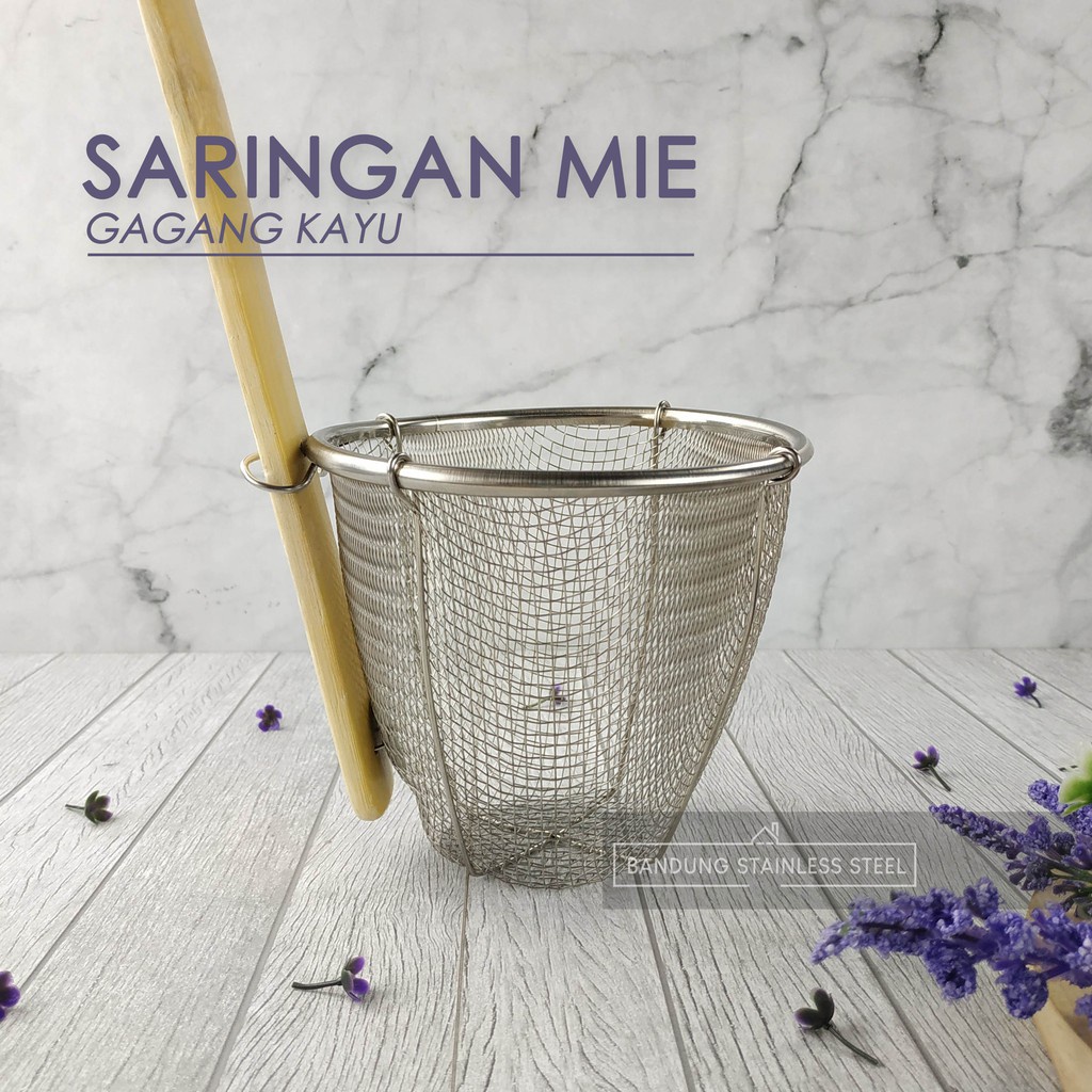 Saringan Mie Murah 12cm / Saringan Tabung stainless gagang kayu