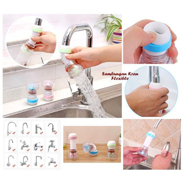 Sambungan Kran Air Fleksibel Saringan Air Keran Water Filter Faucet Anti Splash Shower - Sambungan Air Keran Wastafel Flexible - Filter Saringan Air Kran Kamar Mandi Anti Splash