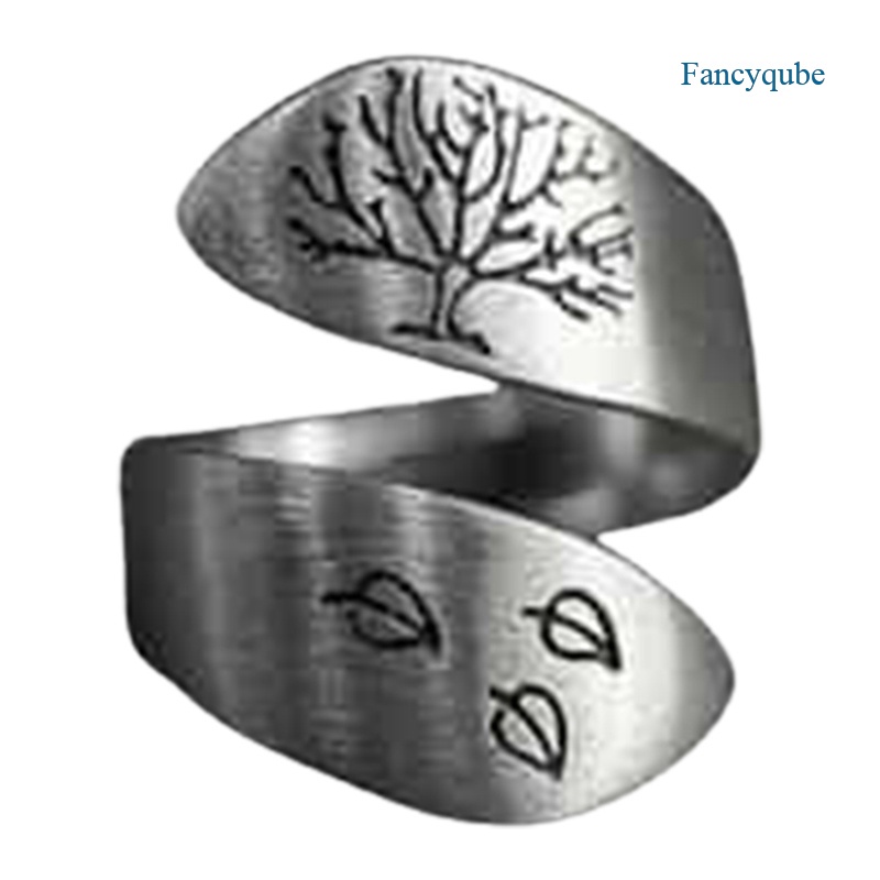 Fancyqube Fancycube Cincin Bentuk Daun Spiral Warna Silver Untuk Pria Dan Wanita