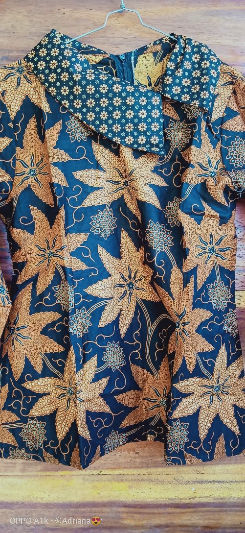 Batik Wanita Atasan Blouse Modern Model Kerah Besar Batik Kerja Wanita