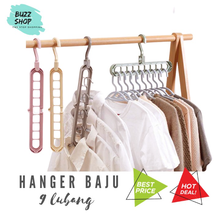 Hanger Gantungan Baju / Gantungan Baju Kemeja Lemari Pakaian / Jemuran Baju Cuci Anak Bayi Dewasa 9 lubang  MURAH