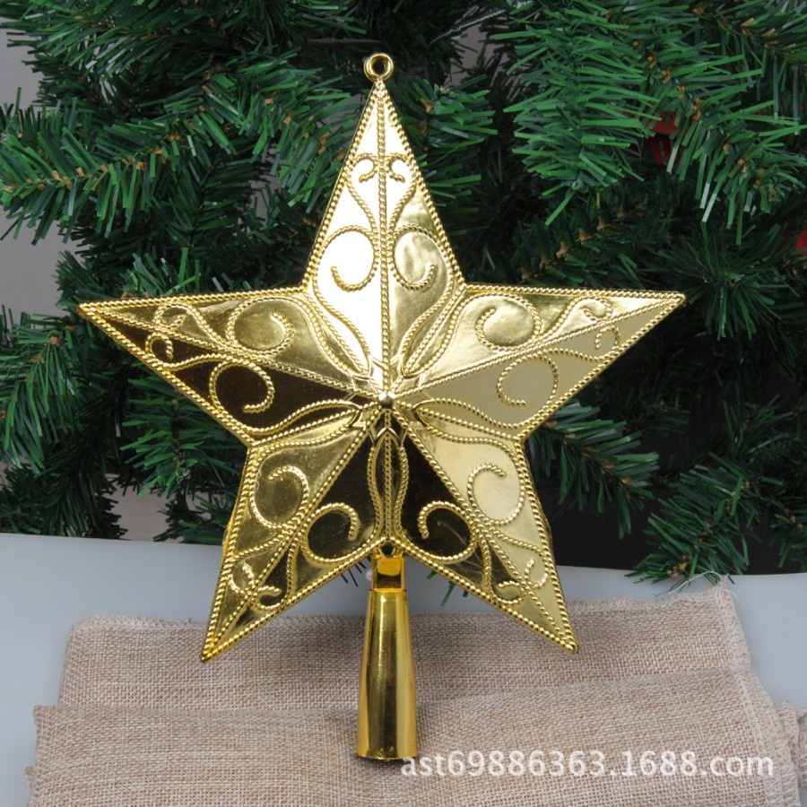 TSK 15 CM bintang top star ukir dekorasi ornamen pohon natal aksesoris