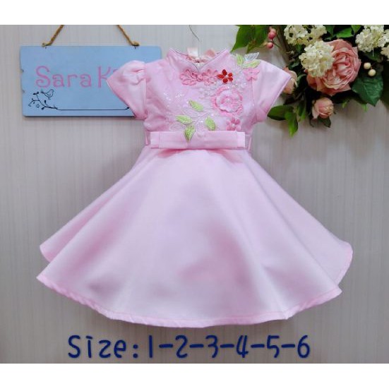 BAJU ANAK PEREMPUAN DRESS IMLEK DRES PESTA PINK gaun bayi 1 2 3 tahun