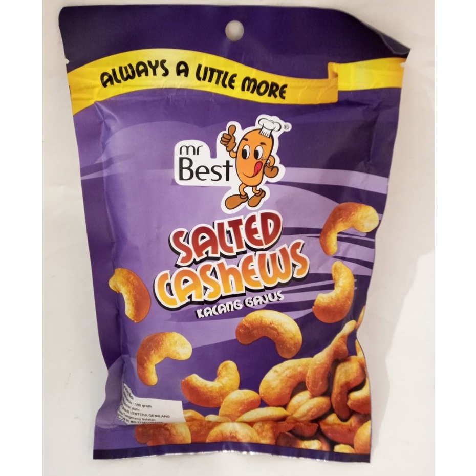 

MR BEST SALTED CASHEW 100 GR / KACANG GAJUS / KACANG MEDE / CEMILAN INSTANT