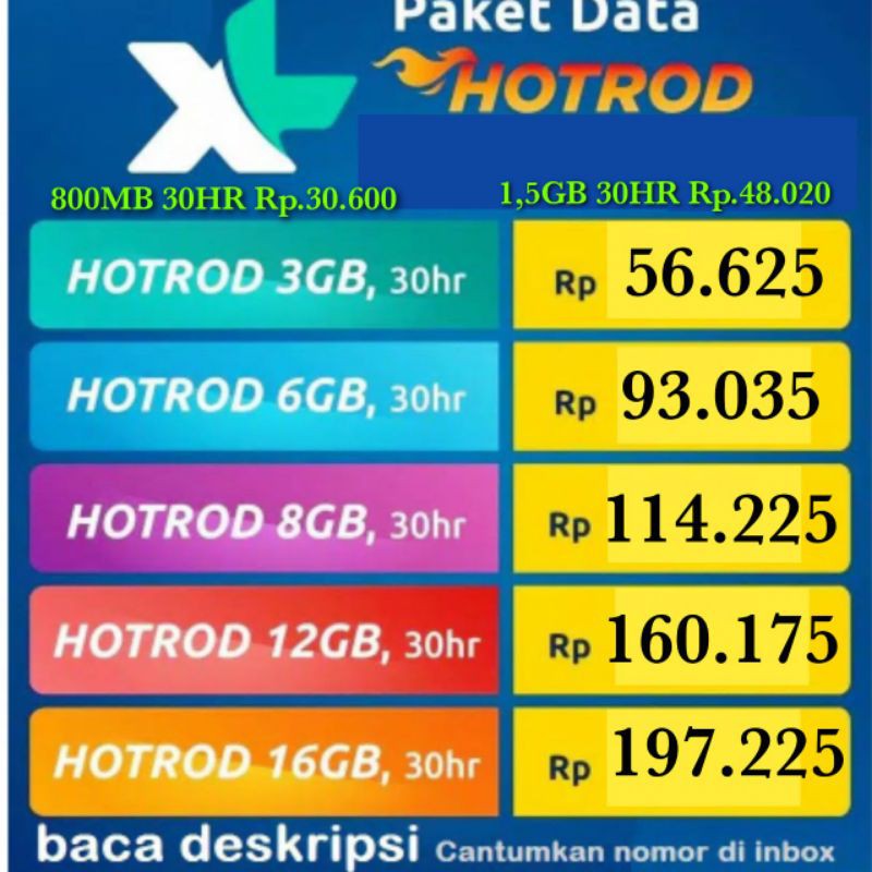 paket HOTROD XL FULL 24 JAM