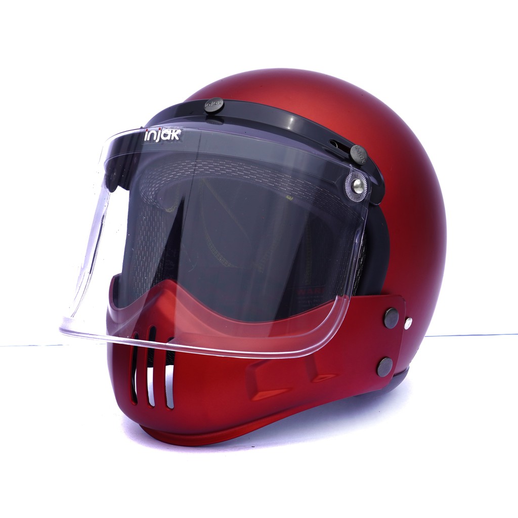 Helm Retro Cakil Modular Merah Doff / Red (Vespa / Klasik / Vintage)