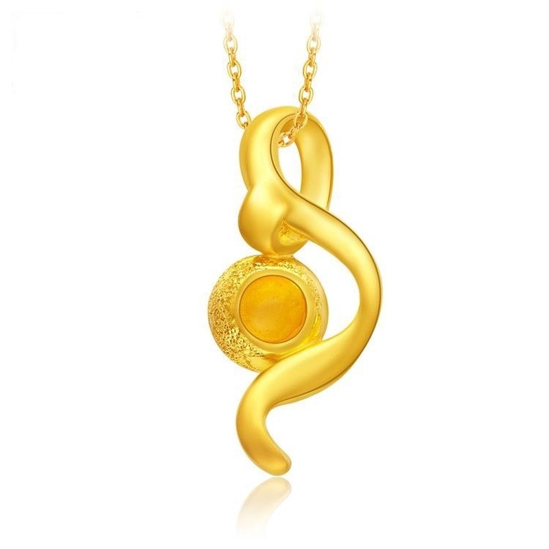 [Ready Stock]Fashion Gold Plated Water Drop Necklace Simple Musical Note Pendant