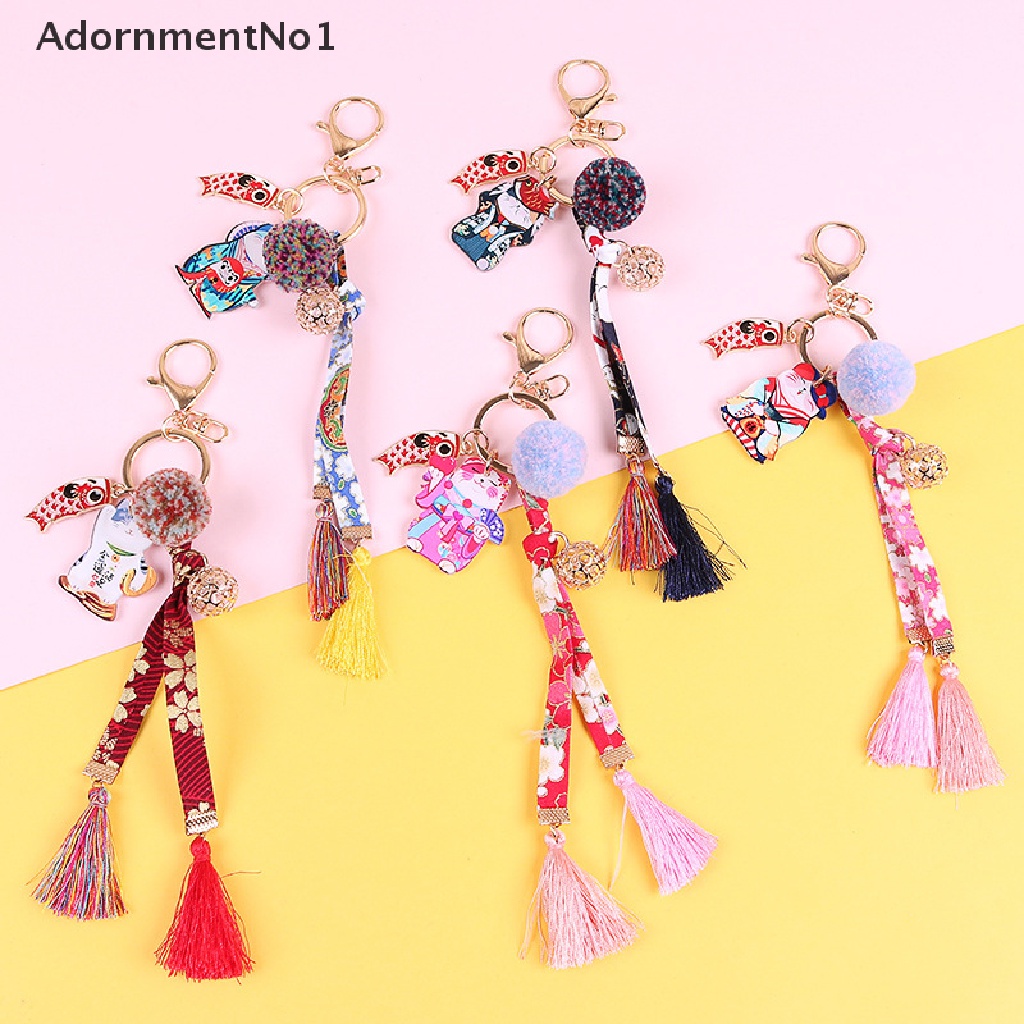 (AdornmentNo1) 1pc Gantungan Kunci Akrilik Model Maneki Neko Lucky Cat Sakura