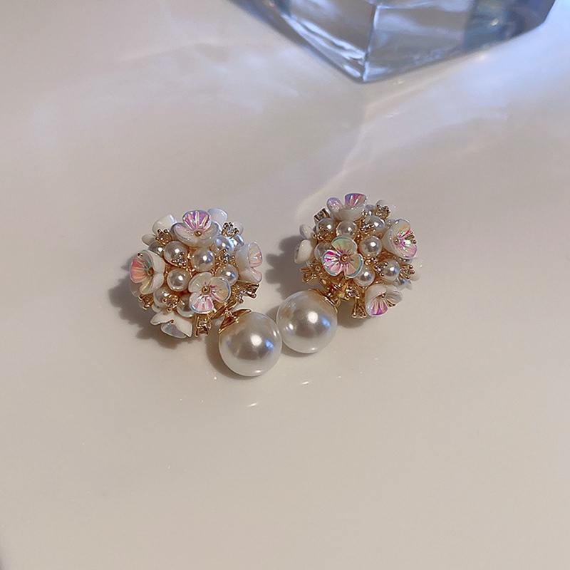 Anting Tusuk Sterling Silver 925 Desain Bunga Hias Zirconmutiara Gaya Perancisretro Untuk Wanita