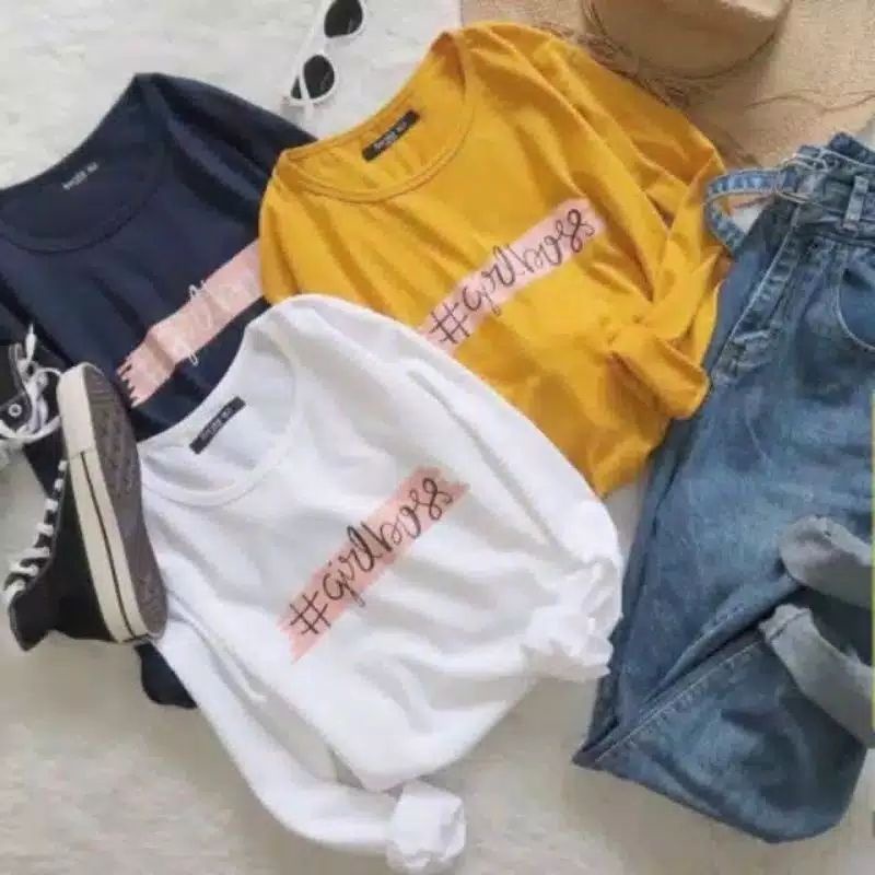 Baju Wanita Kaos Lengan Panjang GIRL BOSS Kaos Wanita Viral