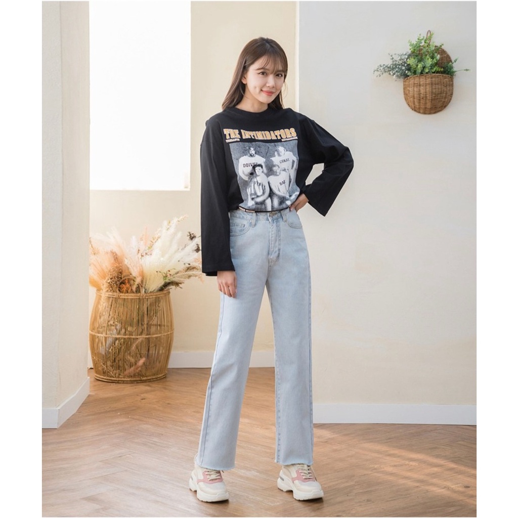 YAOSHI- CELANA PANJANG Pinggang Tinggi LOOSE JEANS WANITA - BOYFRIEND HIGHWAIST LOOSE JEANS GAYA KOREA