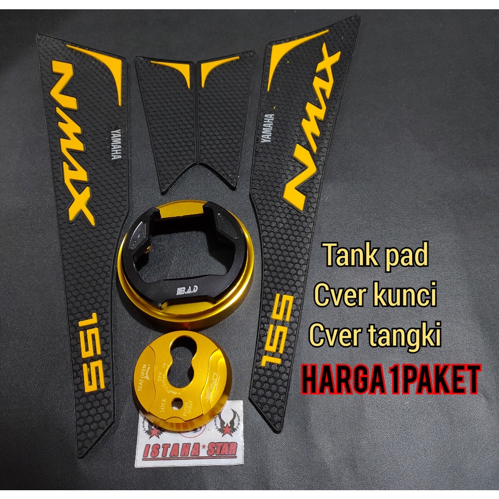 CKJ 1 PAKET TANKPAD YAMAHA NMAX WARNA KUNING TULISAN KUNING TANK PAD YAMAHA NMAX 155 yamaha nmax lam