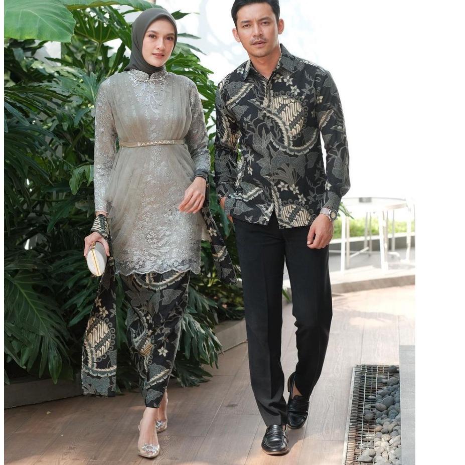 (SALE) Baju Couple Batik Kebaya Brokat Modern, Batik Kebaya Lamaran Tunangan Baju Batik Wisuda, Simp