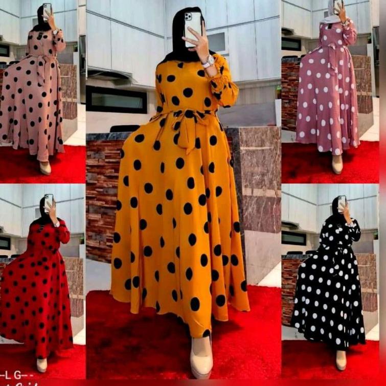 KODE~1060⭐ POLKADOT KLOK_GAMIS MONALISA TERBARU_GAMIS MURAH_GAMIS MAYUNG_GAMIS PESTA_BEST SELLER_TER