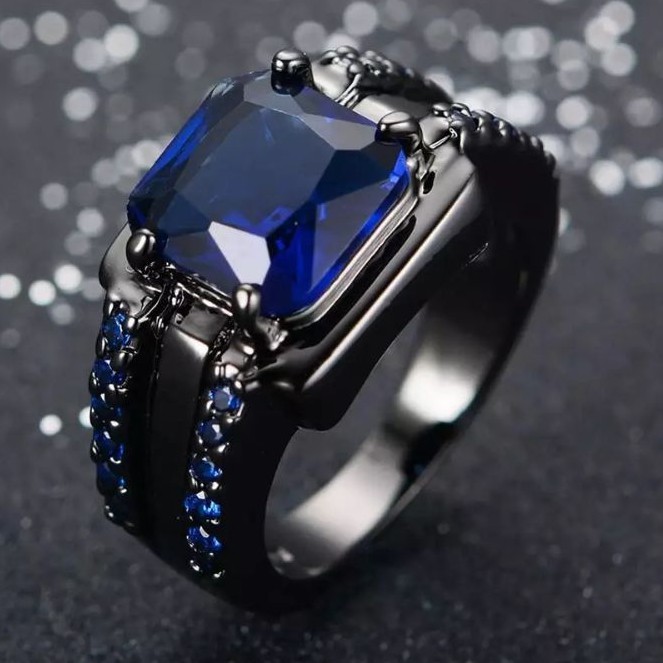 CINCIN ROYAL BLUE SAPPHIRE RING FULL ZIRCON MEWAH
