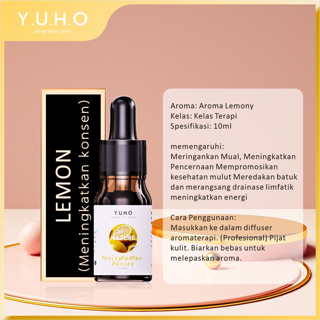 YUHO Diffuser humidifier mobil portable essential oil reed hampers safe care aromatheraphy pembersih udara Pelembab minyak esensial aromaterapi parfum pengharum uap ruangan air purifier penyejuk infuser minimisk-Y-Lemon