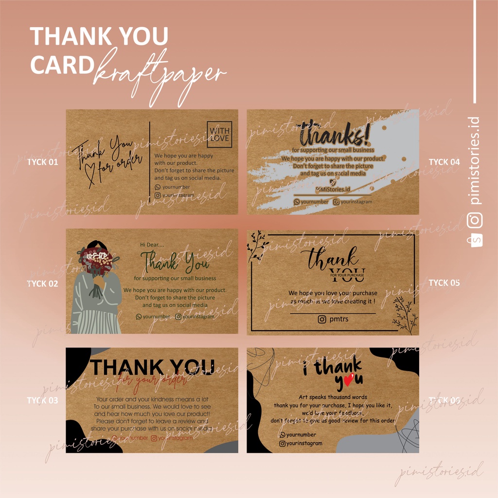 THANK YOU CARD KRAFT PAPER ⚫ THANKS CARD ⚫ KARTU UCAPAN TERIMA KASIH RUSTIC ⚫ AESTHETI