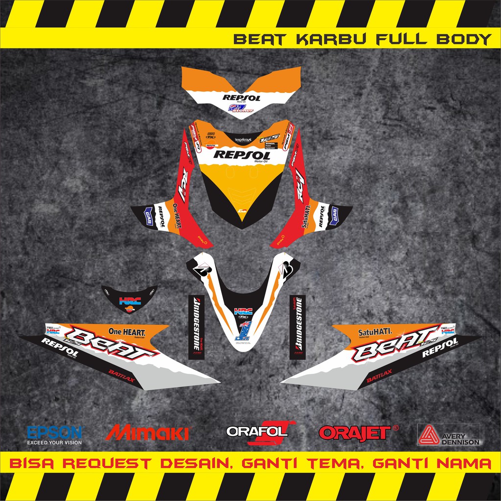 STIKER DECAL BEAT KARBU FULLBODY REPSOL HONDA
