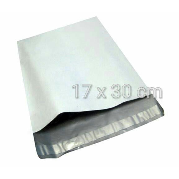 

MENYURAT-SURAT- PLASTIK AMPLOP PACKAGING POLY MAILER/ POLYMAILER/ POLYBAG 17X30 WHITE -SURAT-