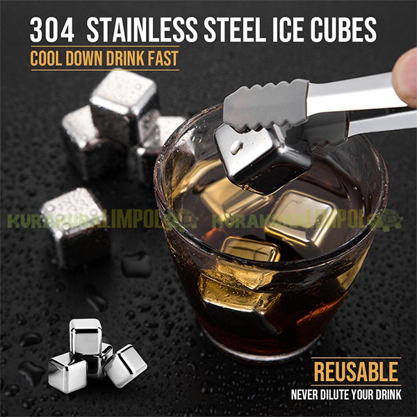 Jual Es Batu Stainless Steel Ice Cubes Reusable Food Grade 304