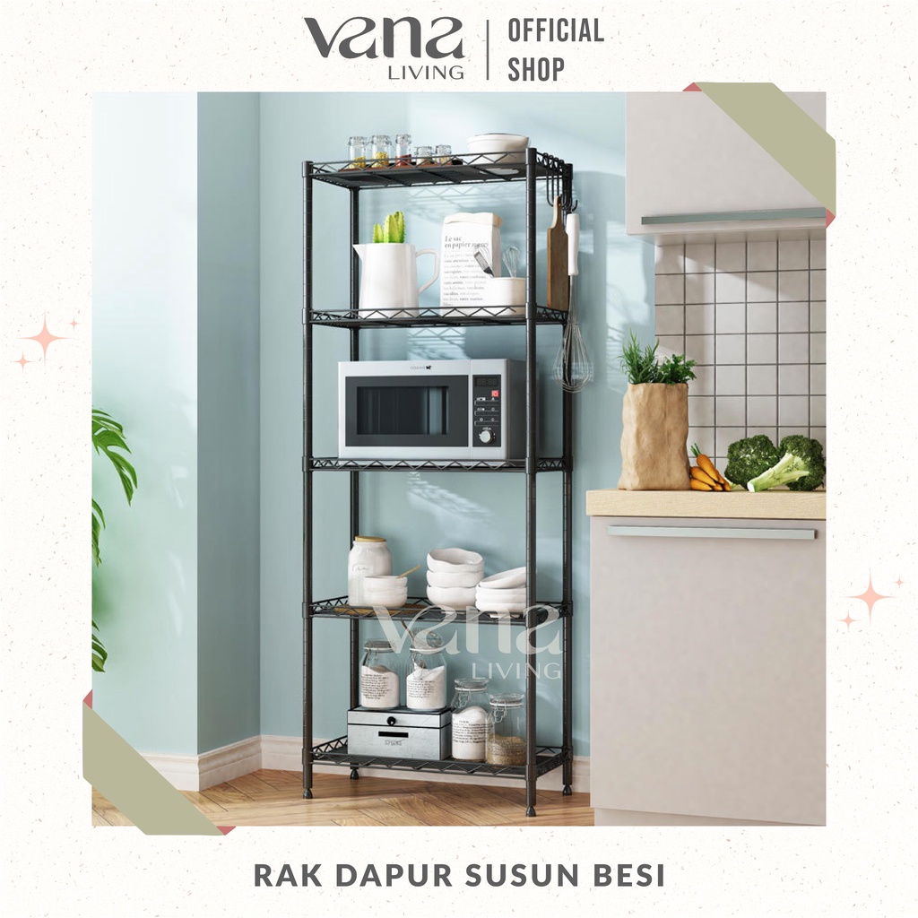 Vana Rak Dapur Susun Serbaguna Multifungsi Minimalis Kitchen Rack Organizer Besar Untuk Microwave Panci Wajan Piring