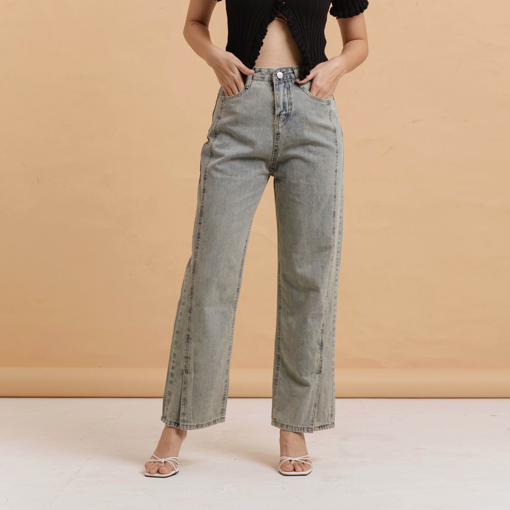 VIERLIN - Jeans 809 - HIGHWAIST BAGGY SLIT JEANS