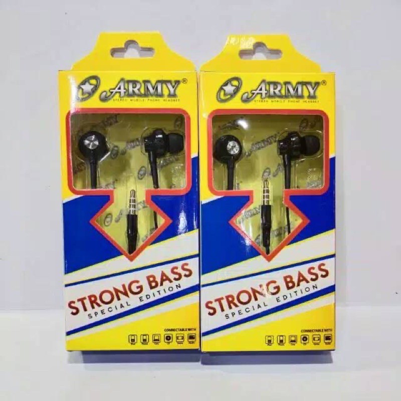 PROMO HANDSFREE ARMY STRONG BASS ORIGINAL BEST EARPHONE STRONGBASS BAZZOKA SPESIAL EDITION