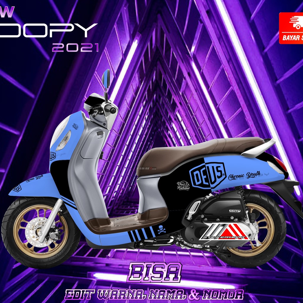decal sticker scoopy  new 2021 deus hitam biru fullbody
