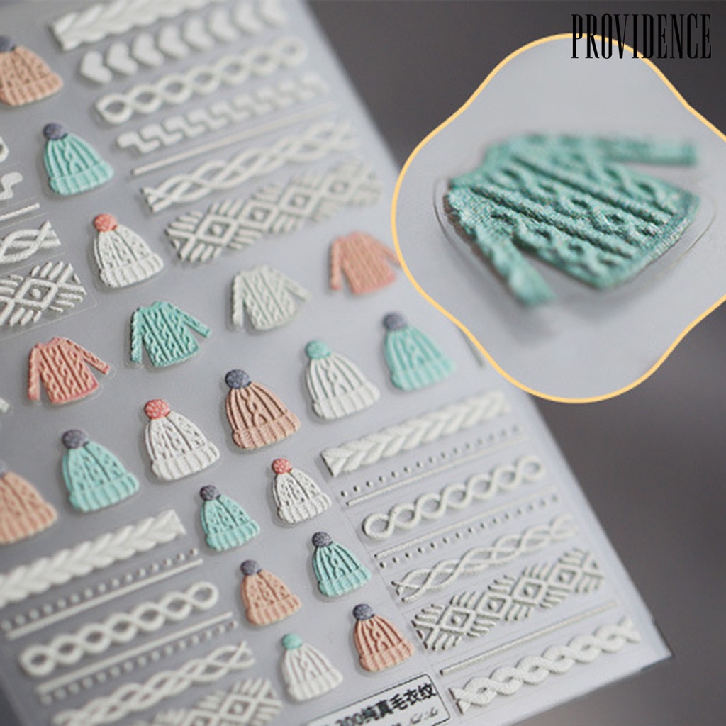 Providence Nail Slider Multiple Shapes Engraved Pattern 5D Effect Wool White Snowflake Wing Colorful Nail Sticker for Beauty