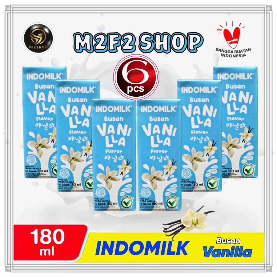 

Susu Indomilk Busan Vanilla | Vanila Kotak UHT - 180 ml (Kemasan 6 Pcs)