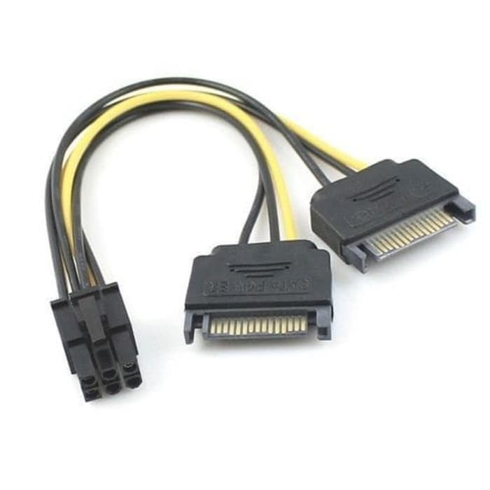 Cable 6 pin PCIe to 2 15 pin sata power - kabel power 6 pin to sata cabang