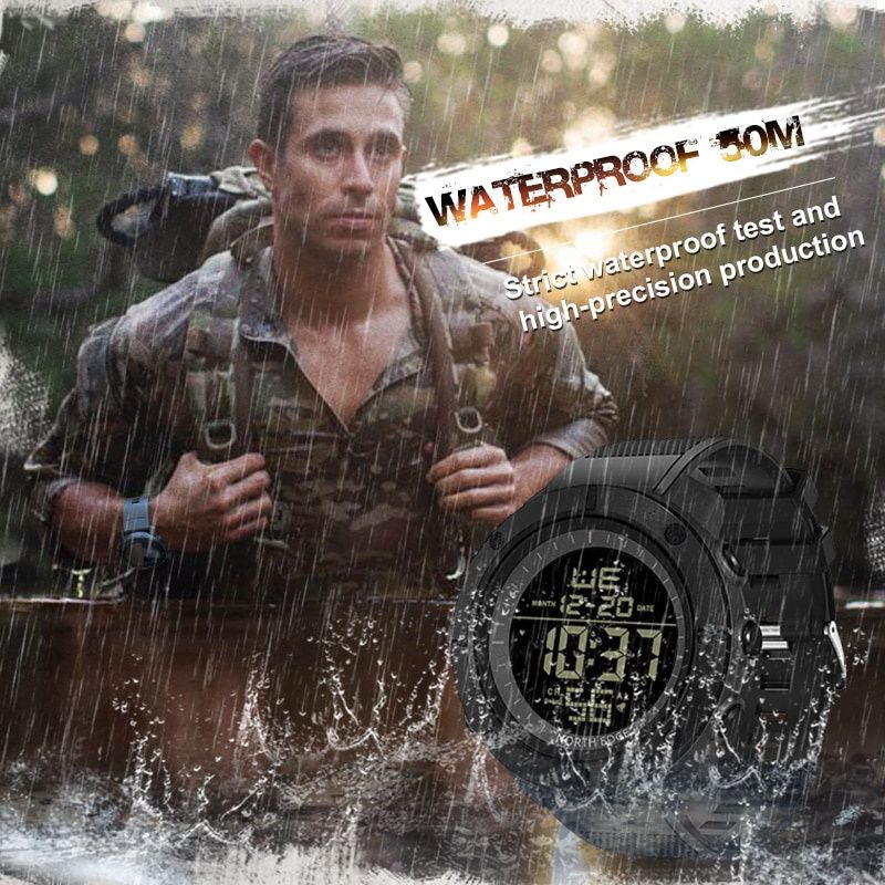 NORTH EDGE TANK New Men's Digital Military Watches 50M Waterproof Sports Stopwatch Watches For Men Date Army Clock