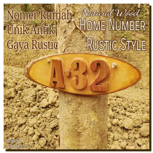 Home number oval Nomer rumah unik kayu nomor rumah 3D timbul rustic