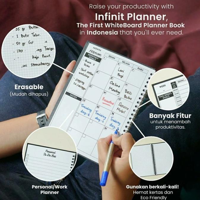 

note book buku catatan INFINIT PLANNER jurnal agenda whiteboard
