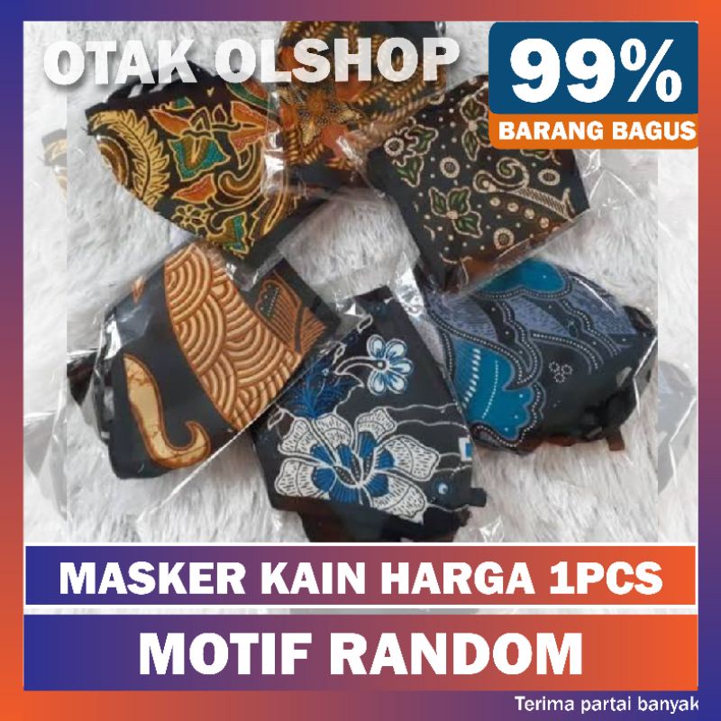 Masker kain motif batik bisa isi tisu - Masker kain 2 lapis