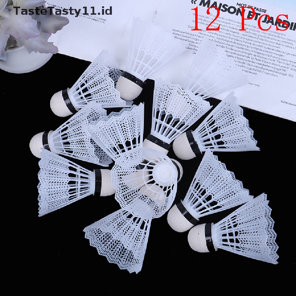 Tastetasty 12pcs Kok Badminton Bahan Plastik Warna Putih