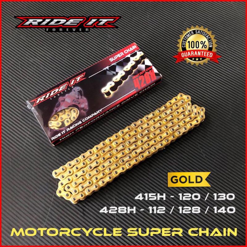 Jual RANTAI RACING PANJANG UKURAN 428 140 L GOLD RIDE IT ORI KLX 150