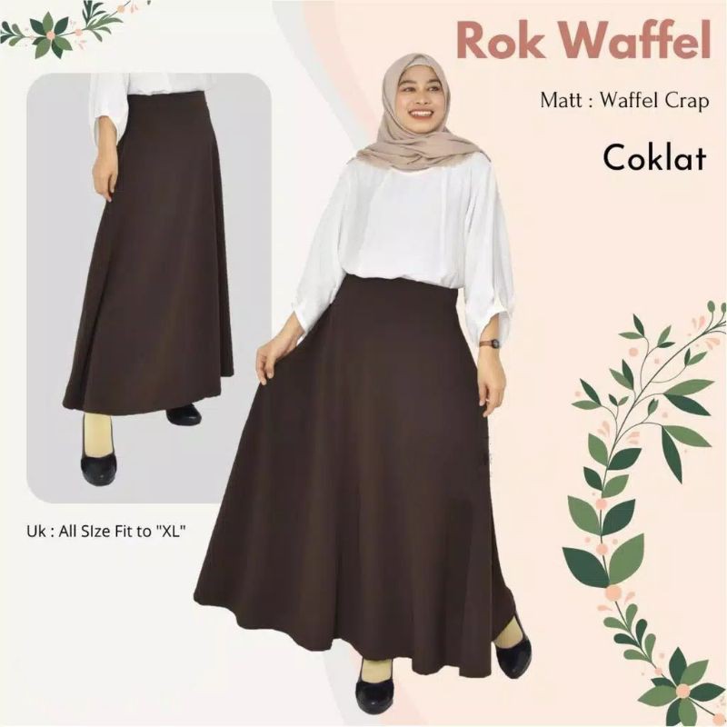 ROK WAFFLE LEBAR - Rok Panjang Waffle Lebar Tebal Mode Payung - Waffle Crape Premium