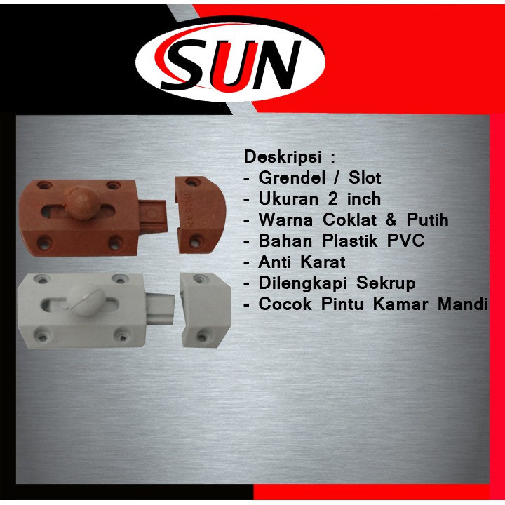 Grendel Slot Plastik Pvc Coklat Putih Pintu Kamar Mandi