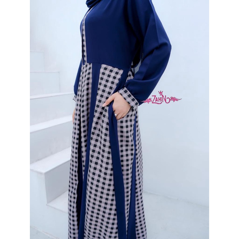 Gamis QIARA KARNIA dan FRISKA ori by ZAHIN original termurah motif polkadot dress butik busana muslim kondangan lebaran