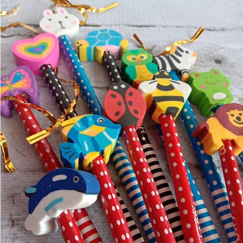 

(isi 6) Pensil dan penghapus / pensil karakter/ pensil kayu murah/ pensil murah