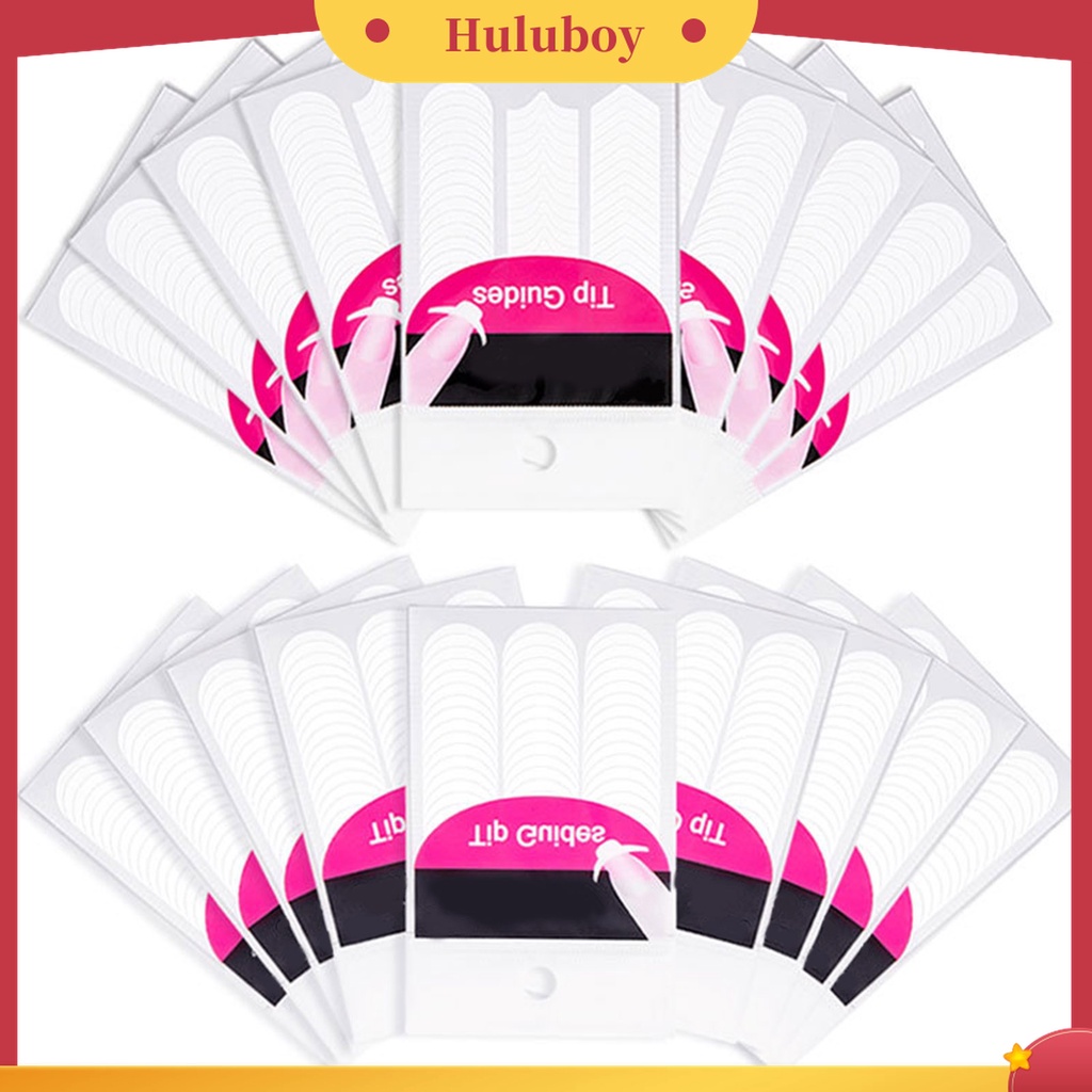 Huluboy Huluboy♡ 10 / 50Pcs Stiker Stensil Panduan Desain Print Warna Putih Ultra Tipis Untuk Manicure Wanita