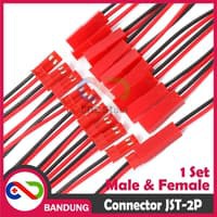 JST-2P JST CONNECTOR 2 PIN MALE FEMALE PAIR 10CM CABLE LIPO BATTERY KONEKTOR BATERAI