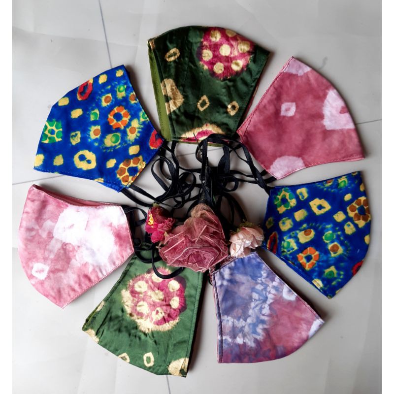 Masker Kain Batik/Etnik/ masker Brokat Earloop Headloop bahan halus  min order 3