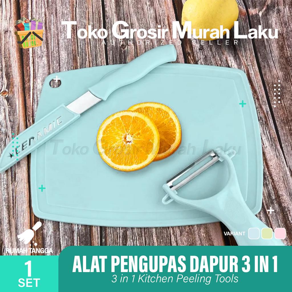 PISAU SET TALENAN 3 in 1 STAINLESS PISAU KUPAS BUAH SAYUR DAPUR PEELER